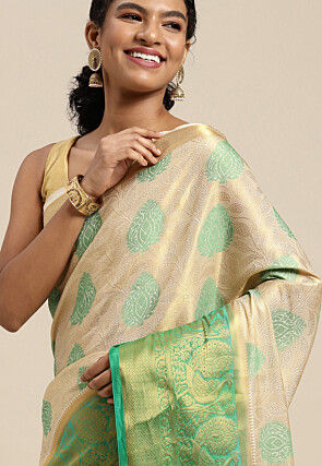 Woven Bangalore Silk Saree in Cream