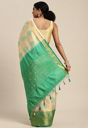 Woven Bangalore Silk Saree in Cream