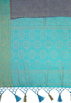 Woven Bangalore Silk Saree in Dark Blue