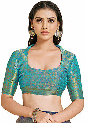 Woven Bangalore Silk Saree in Dark Blue