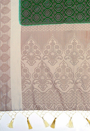 Woven Bangalore Silk Saree in Dark Green