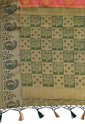 Woven Bangalore Silk Saree in Dark Pink