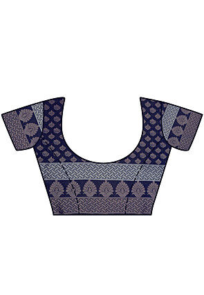 Woven Bangalore Silk Saree in Dark Teal Blue