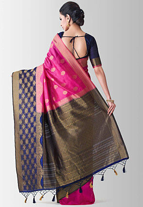 Woven Bangalore Silk Saree in Fuchsia