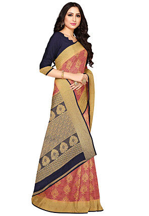 Woven Bangalore Silk Saree in Fuchsia