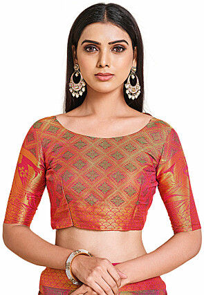 Woven Bangalore Silk Saree in Fuchsia