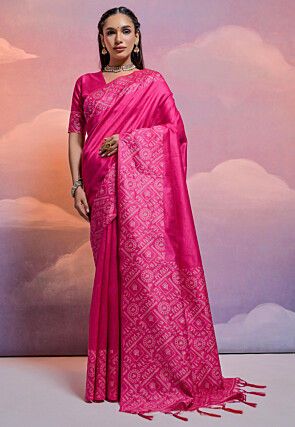 Bangalore Silk Saree in Fuchsia