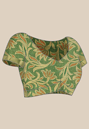 Woven Bangalore Silk Saree in Golden and Green