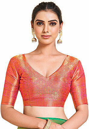 Woven Bangalore Silk Saree in Golden and Teal Green