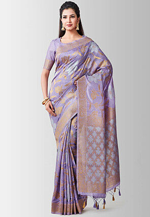 Woven Bangalore Silk Saree in Lavender
