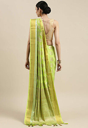 Woven Bangalore Silk Saree in Light Green