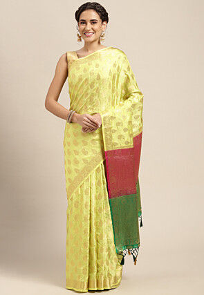 Woven Bangalore Silk Saree in Light Green