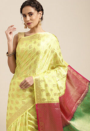 Woven Bangalore Silk Saree in Light Green