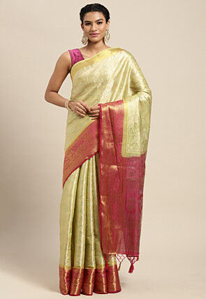 Woven Bangalore Silk Saree in Light Green