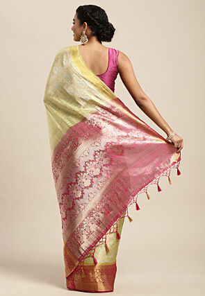 Woven Bangalore Silk Saree in Light Green
