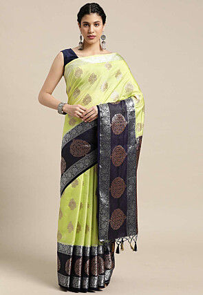 Woven Bangalore Silk Saree in Light Green