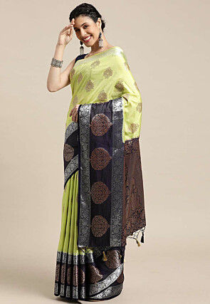 Woven Bangalore Silk Saree in Light Green