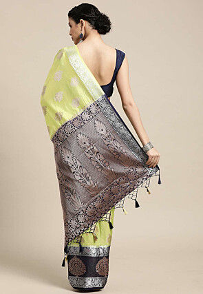 Woven Bangalore Silk Saree in Light Green