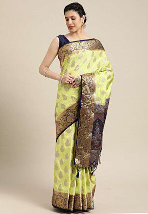 Woven Bangalore Silk Saree in Light Green
