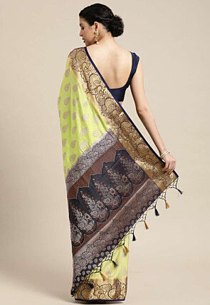 Woven Bangalore Silk Saree in Light Green