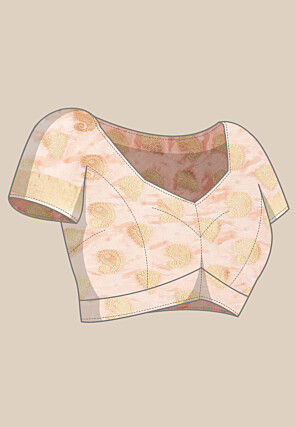 Woven Bangalore Silk Saree in Light Peach