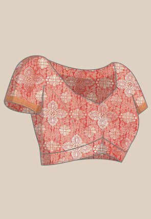 Woven Bangalore Silk Saree in Light Peach