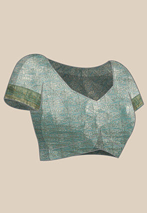 Woven Bangalore Silk Saree in Light Teal Blue