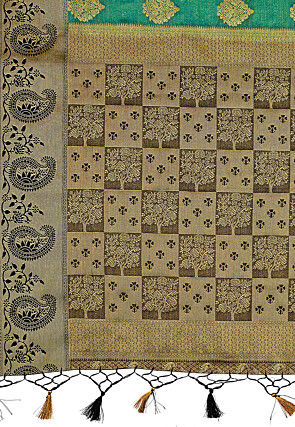 Woven Bangalore Silk Saree in Light Teal Green