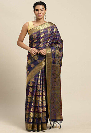 Woven Bangalore Silk Saree in Multicolor