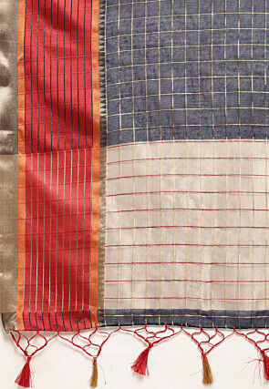 Woven Bangalore Silk Saree in Navy Blue