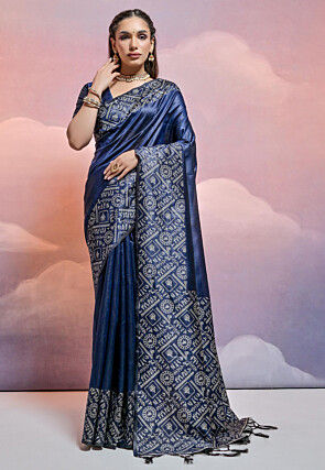 Bangalore Silk Saree in Navy Blue