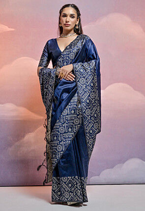 Bangalore Silk Saree in Navy Blue
