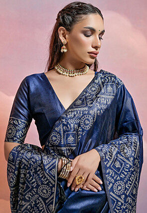 Bangalore Silk Saree in Navy Blue