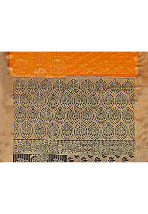 Woven Bangalore Silk Saree in Orange