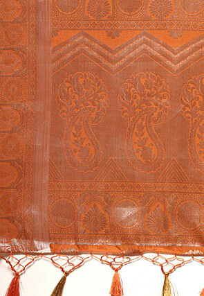 Woven Bangalore Silk Saree in Orange