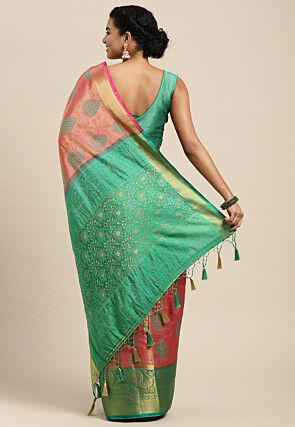 Woven Bangalore Silk Saree in Pink