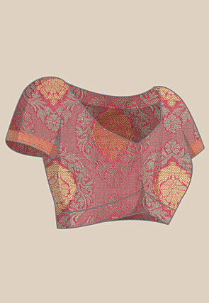 Woven Bangalore Silk Saree in Pink