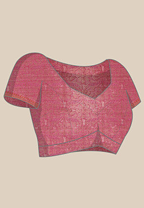 Woven Bangalore Silk Saree in Pink