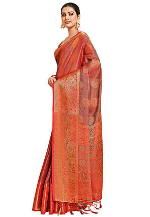 Woven Bangalore Silk Saree in Red