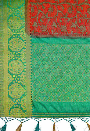 Woven Bangalore Silk Saree in Red