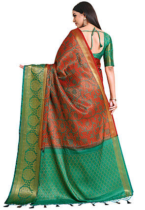 Woven Bangalore Silk Saree in Red