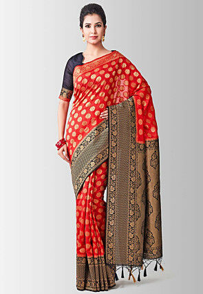 Woven Bangalore Silk Saree in Red
