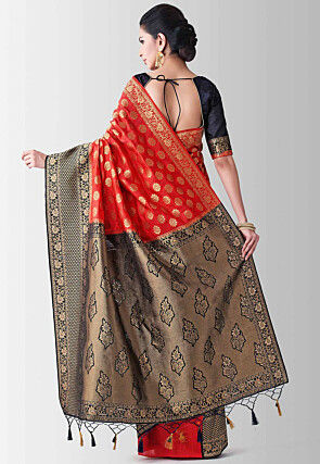 Woven Bangalore Silk Saree in Red
