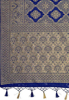 Woven Bangalore Silk Saree in Royal Blue