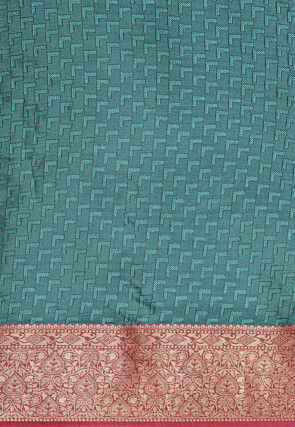 Woven Bangalore Silk Saree in Teal Blue