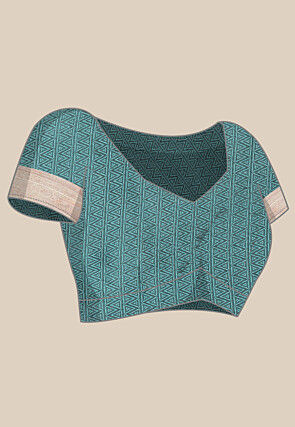 Woven Bangalore Silk Saree in Teal Blue