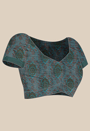 Woven Bangalore Silk Saree in Turquoise