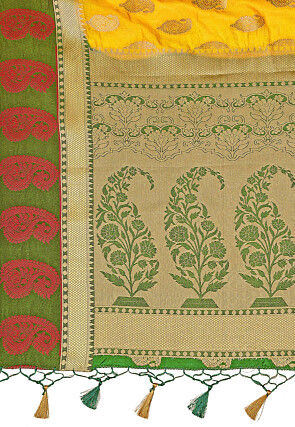 Woven Bangalore Silk Saree in Yellow