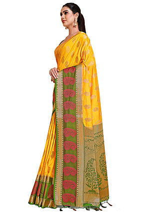 Woven Bangalore Silk Saree in Yellow