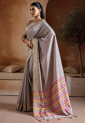 Bhagalpuri Silk Saree in Grey
